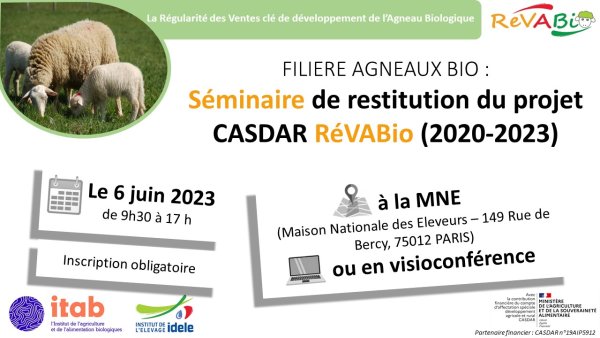 [Casdar RéVABio sur la filière ovin viande bio] Séminaire de restitution le 6 juin avec présentation du kit pédagogique 